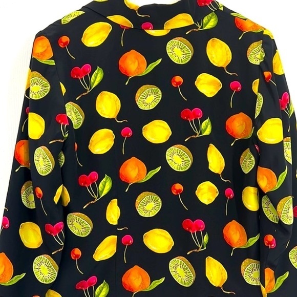 Maggy L - Bright Colorful Fruit Long Sleeve Button Down Silk Top Size 6 Petite - Picture 13 of 13
